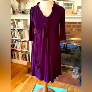 Pink Rose Brand Deep Purple Dress with Ruffle Trim